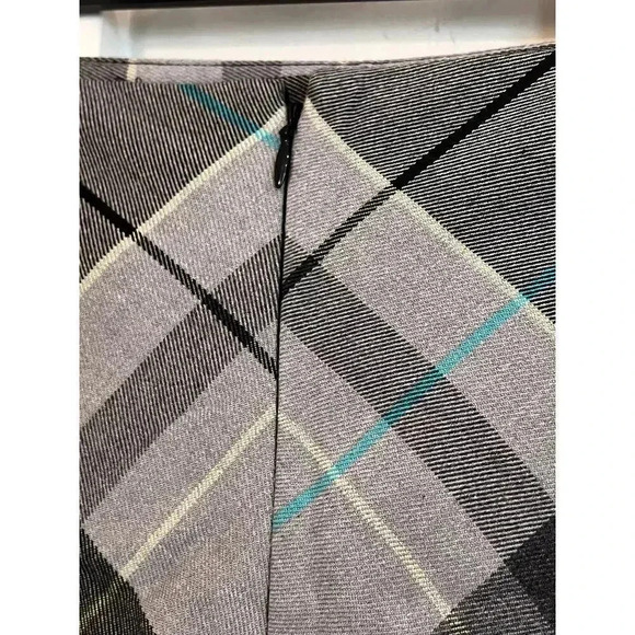 R.Q.T. Pencil skirt turquoise grey plaid size 12 - Picture 4 of 5